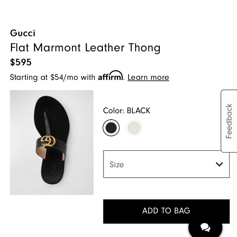 Gucci Marmont GG Thong, black / size 38/8